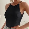 thumbnail image 4 of Timegard Womens Tank Tops Eyelet Halter Neck Sleeveless Keyhole Back Top Solid Color Fashion Blouses, 4 of 5
