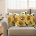 thumbnail image 3 of Outdoor Waterproof Pillow Covers Watercolor Blossom Sunflower Bee Decorative Throw Pillow Protectors,Pillowcase Cushion Cases for Patio Sofa Garden Couch,20x12in,Pack of 2, 3 of 14