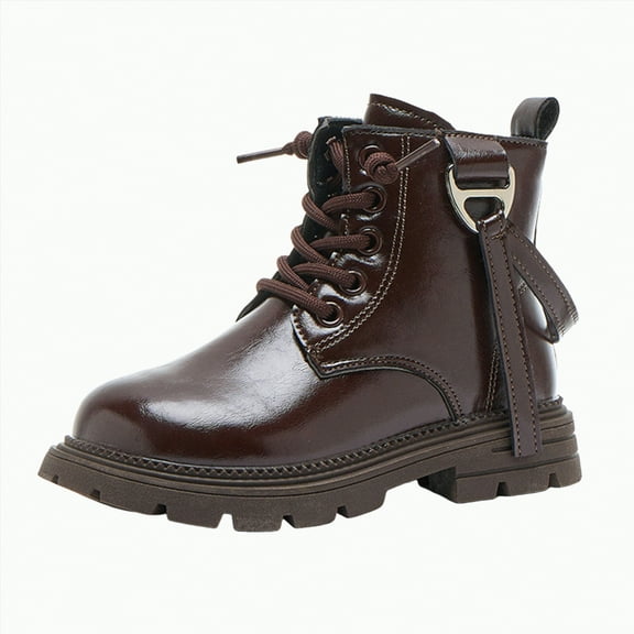 UngA Little Girls Boots Fashion Lace Up Booties Side Zipper Boots Girls Combat Ankle Boots (Toddler/Little Kid/Big Kid),Size 2