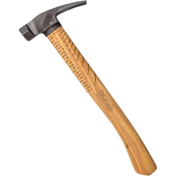 Boss Hammer 22 oz. Premium 4340 Steel Rip Claw Hammer - Tennessee Hickory Handle, Cerakote Finish, Smooth Face - Made in the USA - BH22STHI18S