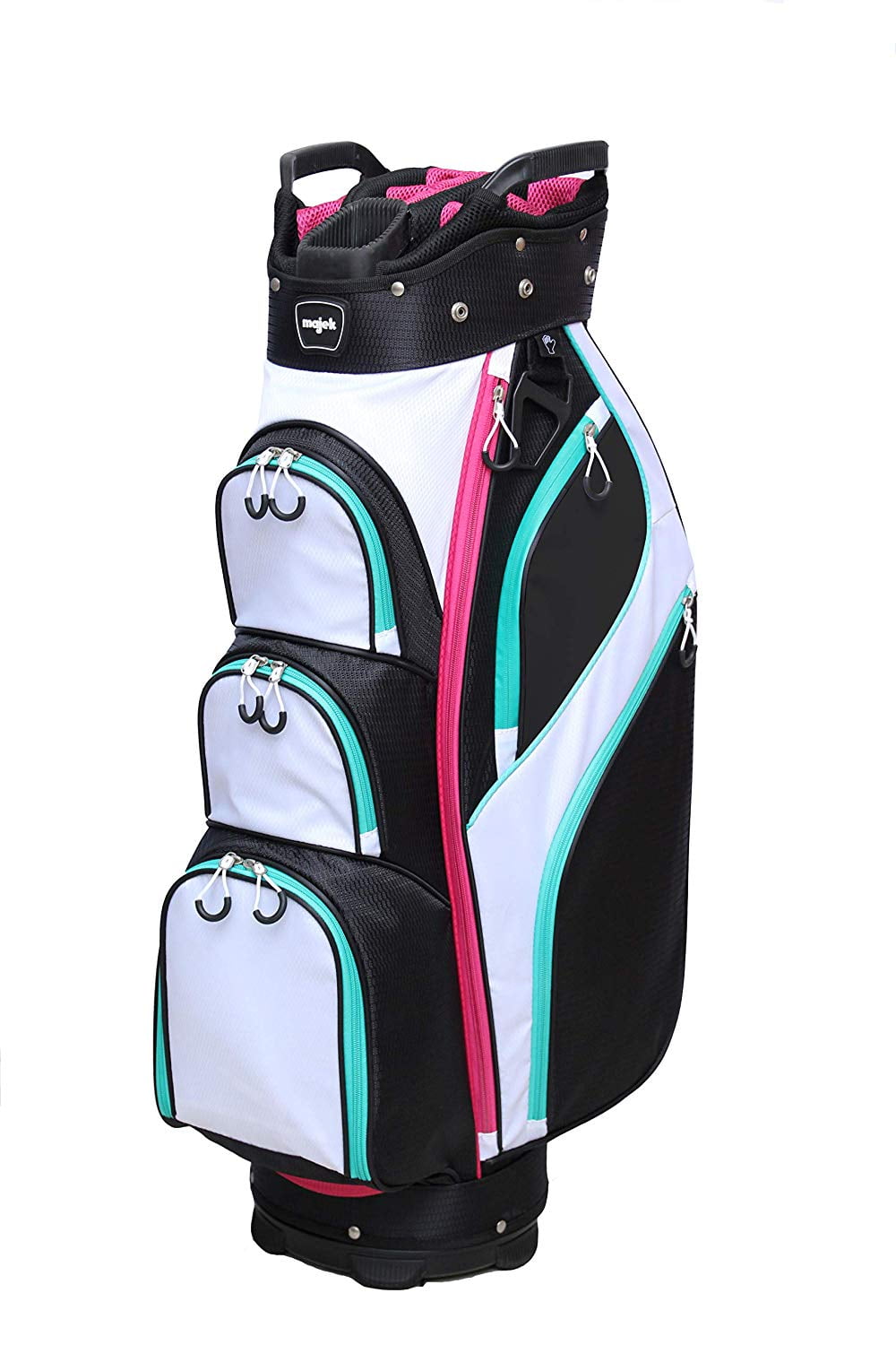 Majek Premium Ladies Black White Teal Pink Golf Bag 9.5 inch 14way