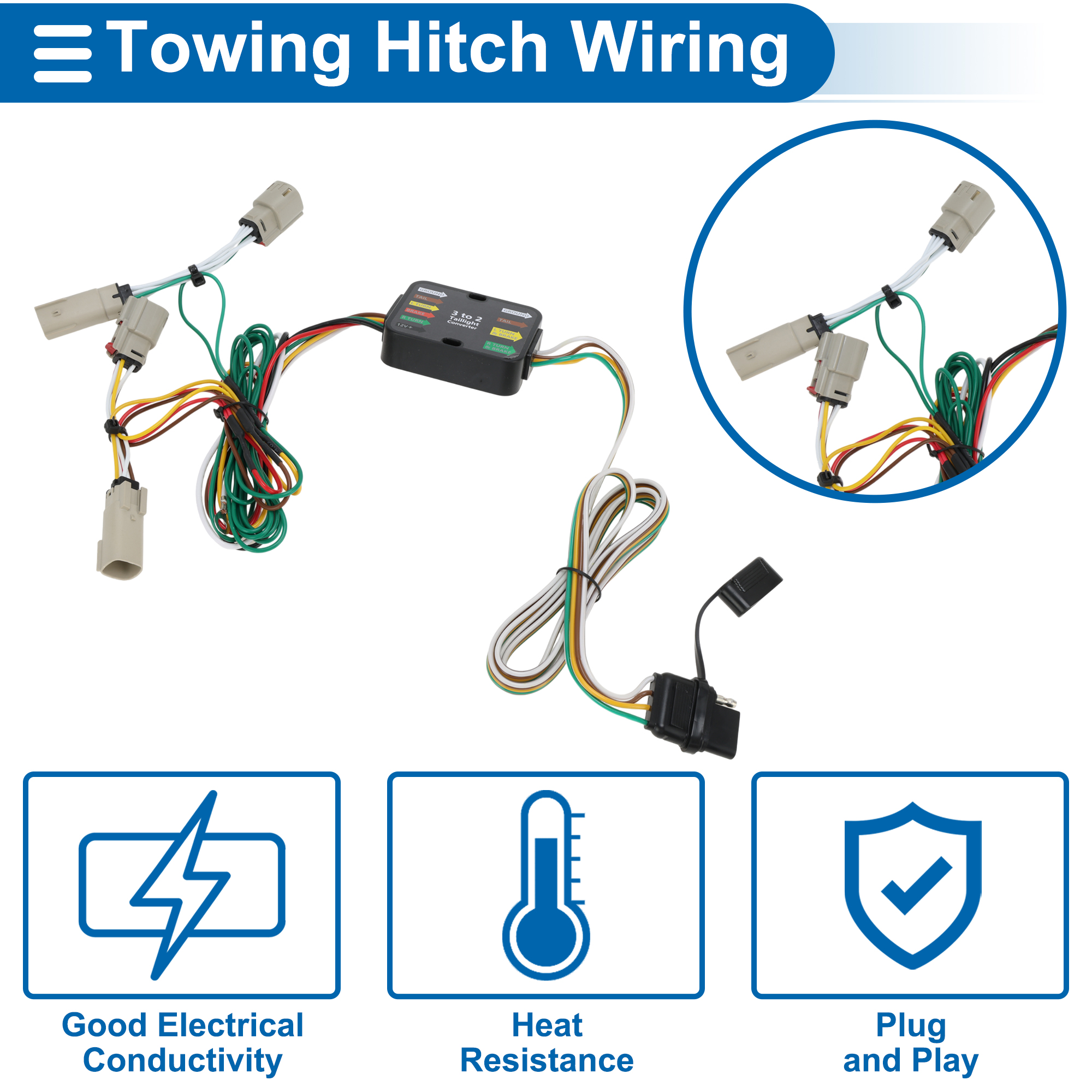 Unique Bargains 4 Pin Trailer Wiring Harness No.56436 for Ford Edge SE 2019-2024
