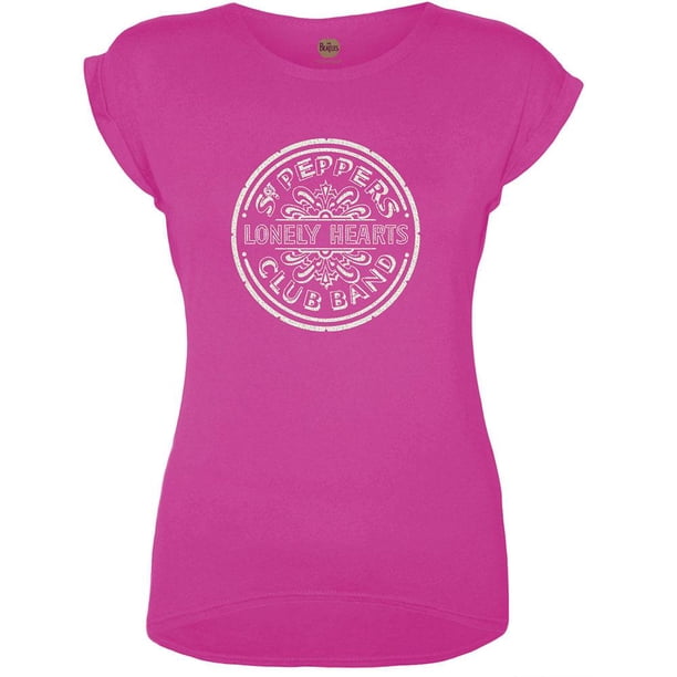 The Beatles - Camiseta Sgt Pepper Tambor para Mujer (Rosa)