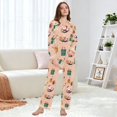 thumbnail image 6 of FORMRS Womens Pajama Set Long Sleeve Top and Pants with Pockets Soft Comfy Lounge Sleepwear, Sizes S-2XL, Beige Christmas Snowman, 6 of 7