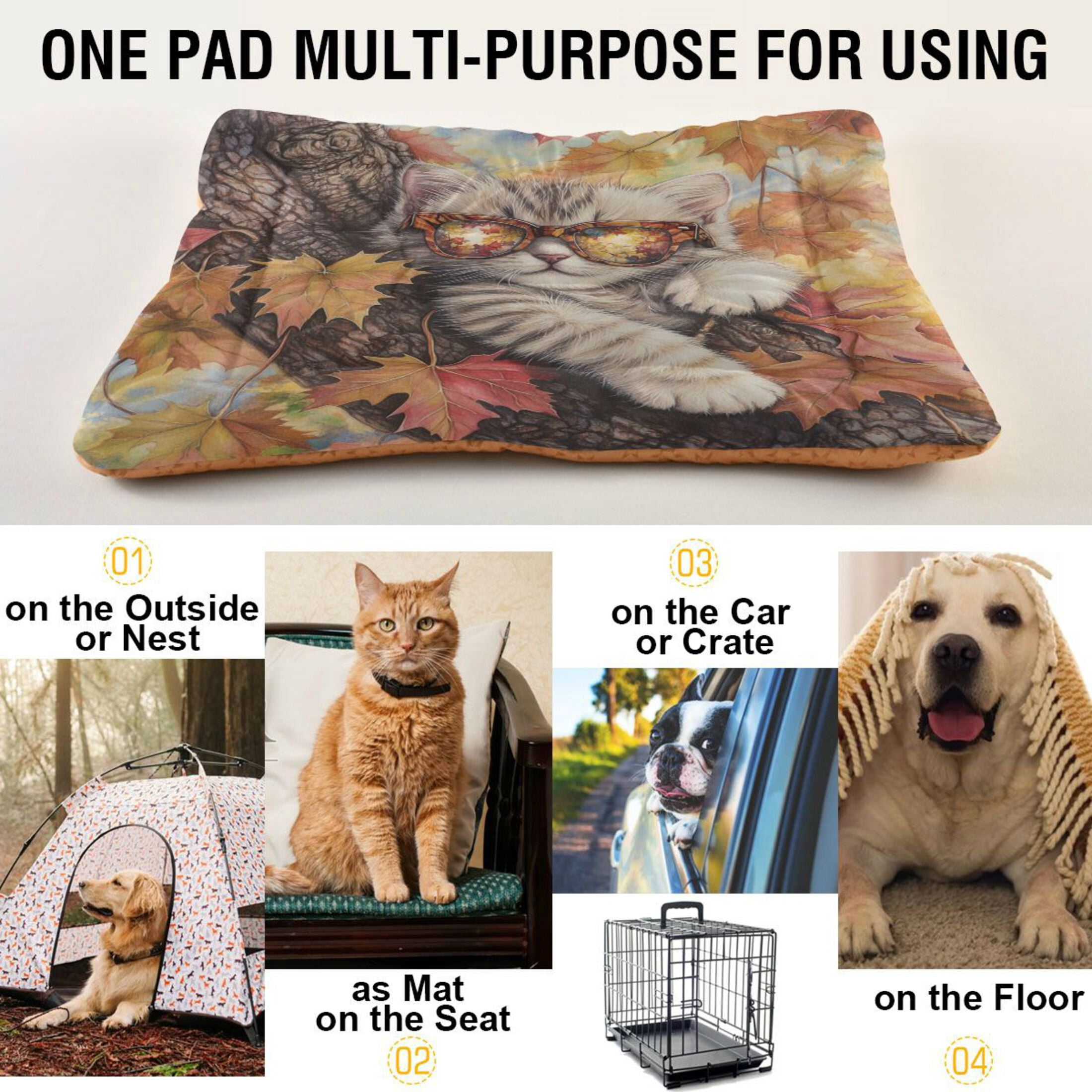 Qxltty Maple Leaf Cat Ped Pad Wear-resistant and Hard to Bite Through Sleeping Pad for Small Medium Large Dogs Winter Pet Bed 36×24in