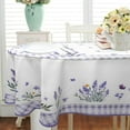 thumbnail image 2 of Oval Lavender Floral Tablecloth, 60x84Inch, Watercolor Floral, Waterproof Wrinkle Resistant, Spring/Summer Decor for Kitchen & Dining Room, 2 of 6