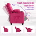 thumbnail image 5 of ICEELF Kids Recliner Chair with Cup Holder, Adjustable Velvet Lounge Chair with Footrest, Side Pockets for Boys Girls Bedroom, Rose Pink, 5 of 7