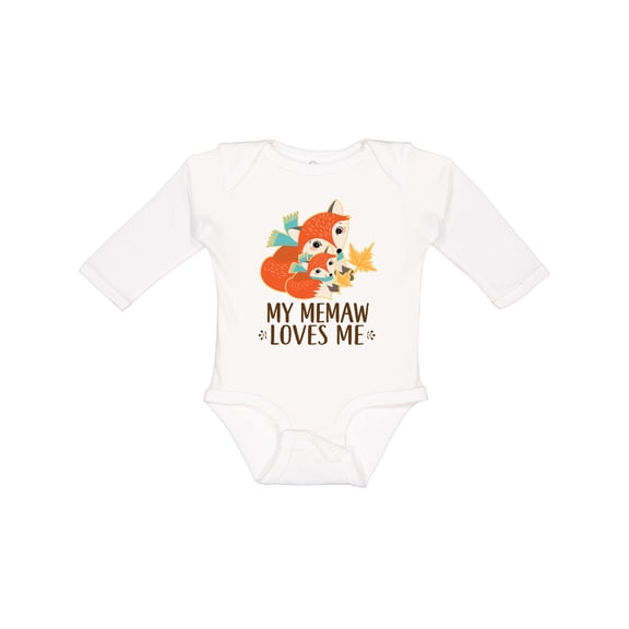 Inktastic Memaw Loves Me Fox Grandchild Boys or Girls Long Sleeve Baby Bodysuit