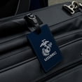 thumbnail image 4 of Marine Corps USMC Text White Logo on Blue Officially Licensed Rectangle Leather Luggage Card Suitcase Carry-On ID Tag, 4 of 8