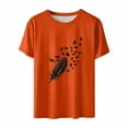 thumbnail image 4 of Neewe Women's Orange Shirt With Day Summer Tops Short Sleeve Crew Neck Shirts Puff Sleeve Casual Tshirts, 4 of 5