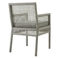 thumbnail image 4 of Pemberly Row Outdoor Patio Wicker Rattan Dining Armchair in Gray (Set of 2), 4 of 6