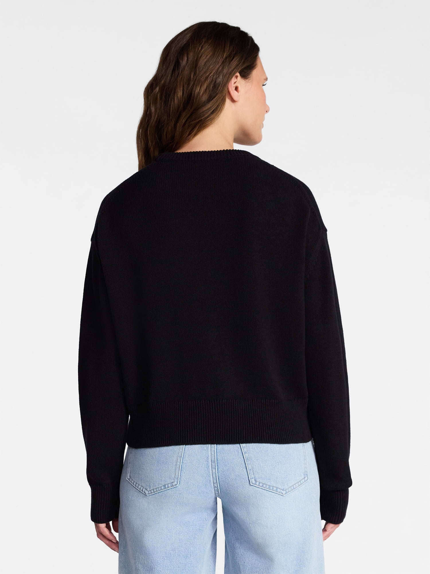 Time and Tru Women's Pullover Crewneck Sweater with Long Sleeves, Sizes XS-XXXL