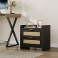 thumbnail image 4 of SICOTAS Rattan Nightstands with Charging Station, USB Port, Boho Bedside Table with 2 Storage Drawers, End Table Side Table for Living Room, Bedroom - Black Oak, 4 of 12