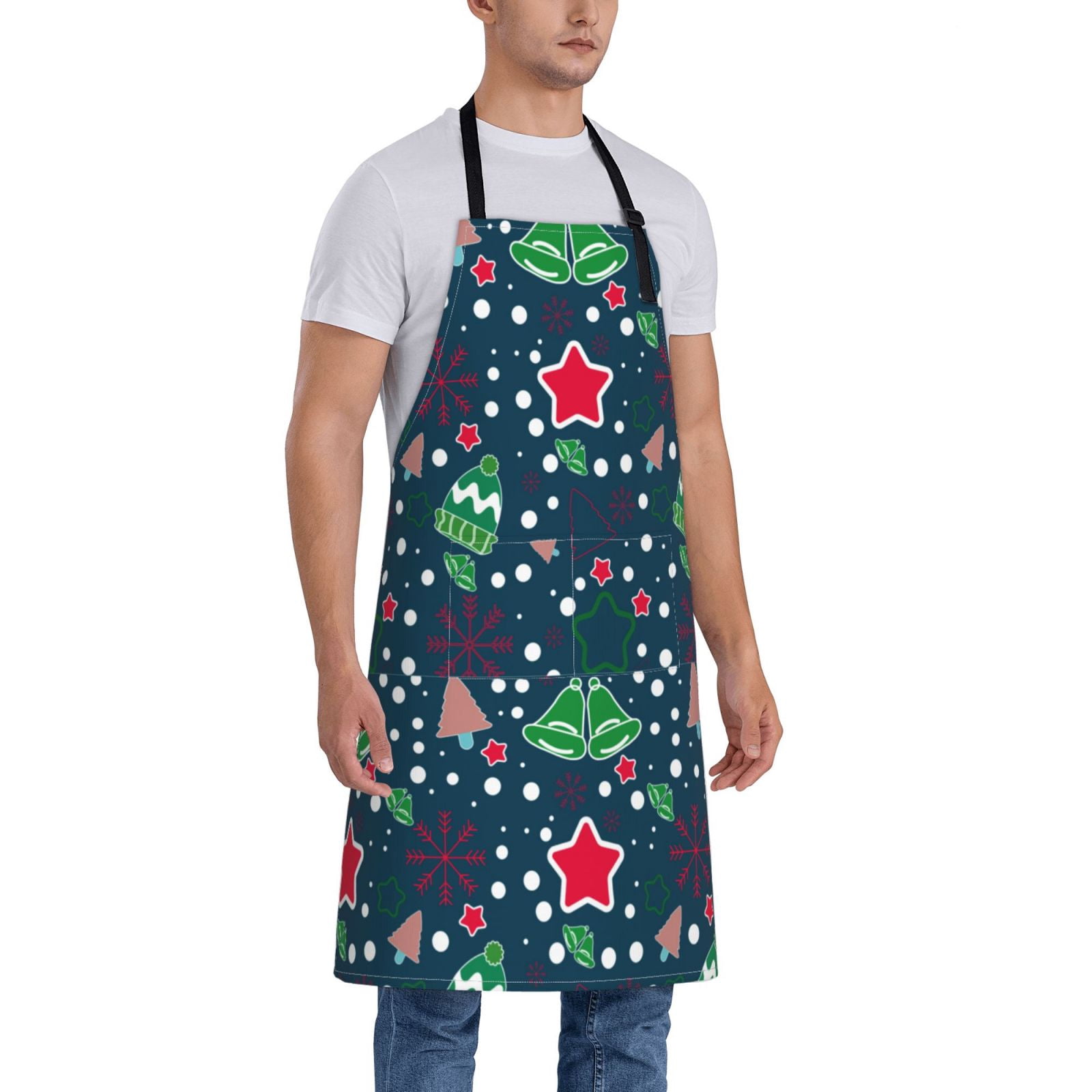 Kdxio Christmas Apron with Pockets Adjustable Kitchen Aprons for Men Women Waterproof Aprons for Cooking,Drawing,Crafting, Baking Household Cleaning