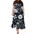 thumbnail image 5 of LWavelet Women's Plus Size Ditsy Floral Maxi Dress Short Sleeve Tie Waist Casual Cute Dress with Pockets Purple 5XL, 5 of 7