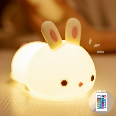 

Kids Night Light Bunny Cute Lamp Silicone Baby Night Light with Touching Sensor Rechargeable Color Changing for Children New