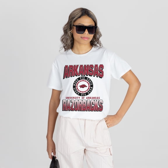 Women's Gameday Couture White Arkansas Razorbacks All-Time Classic Oversized Flowy T-Shirt