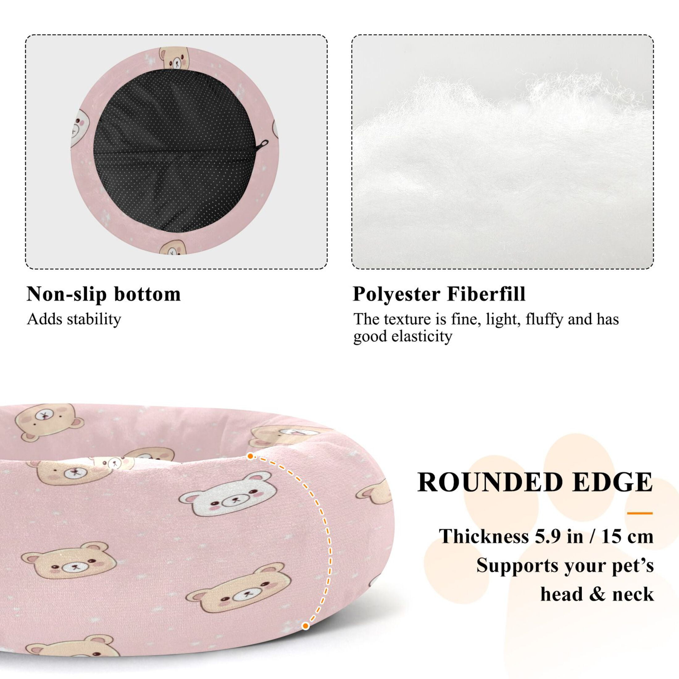 Iauyy Pet Couch Donut Cat Bed for Indoor Cats/Small Dogs Washable & Machine with Non-slip Bottom Calming Cat Furniture, Cute Face (M)