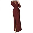 thumbnail image 2 of Wavsuf Formal Dresses for Women Maxi Summer And Fall Long Sleeve Clearance Wine Dress Size 2XL, 2 of 6