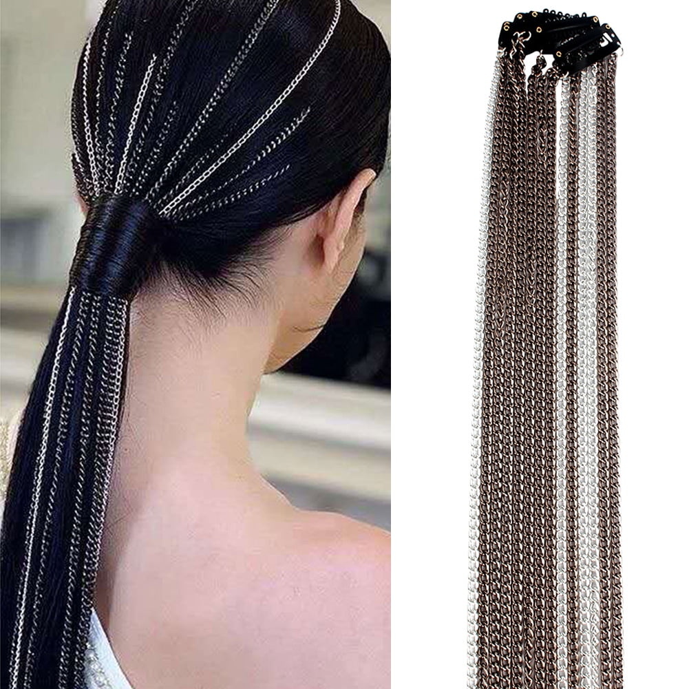 Besufy Women Multi Strand Long Hair Extension Clip Chain Ponytail Tassel  Headdress 11220B 