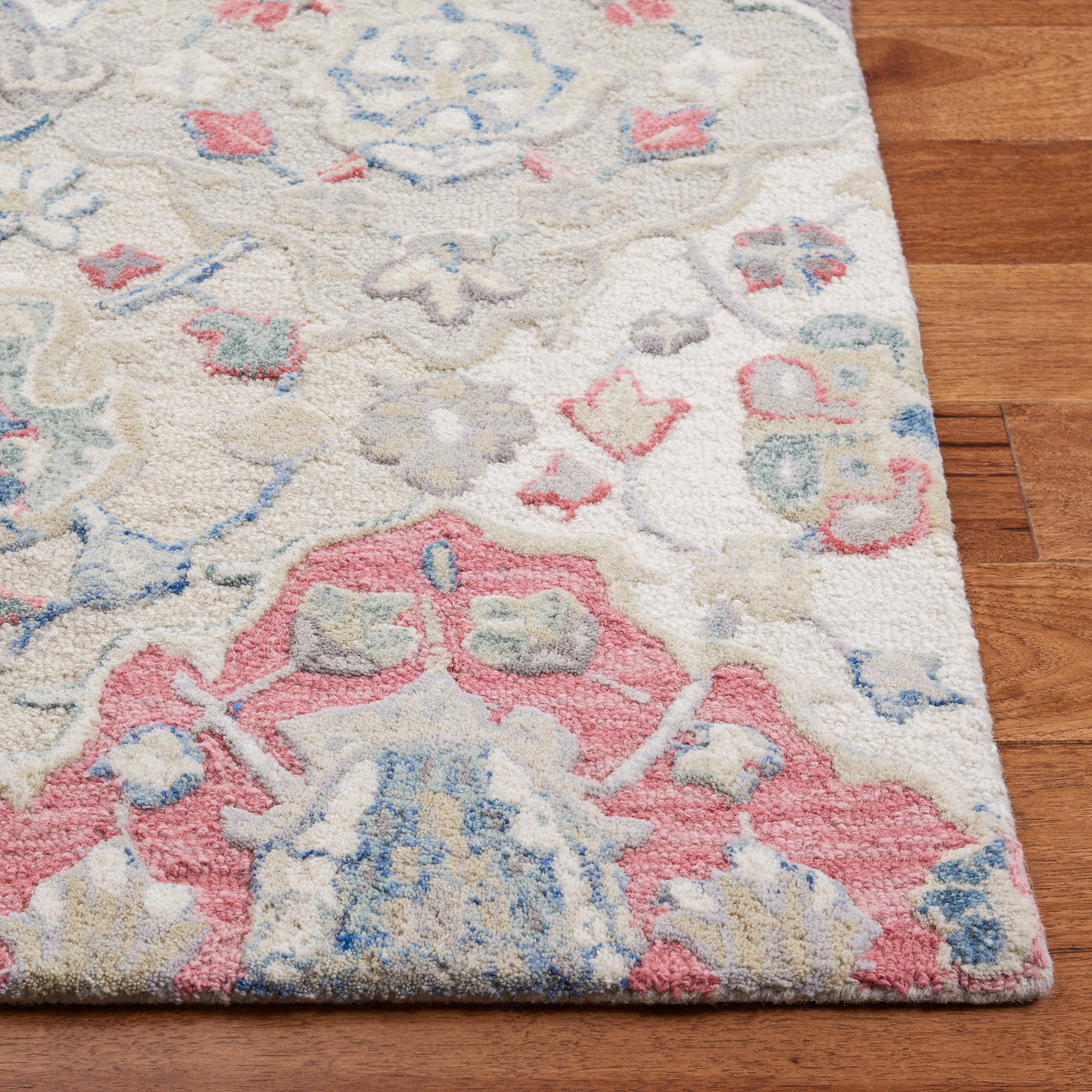 SAFAVIEH Glamour Charmaine Floral Wool Runner Rug, Ivory/Red, 2'3" x 10'
