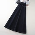 thumbnail image 4 of A Darker Blue Denim A-Line Skirt for Women, 2025 New Flared Mid-Length Swing Skirt, Loose Fit Flowy Drop Waist Skirt, 4 of 6