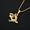 thumbnail image 4 of Personality 14K Yellow Gold Zircon Dragon Necklace Pendant for Men Women Hip Hop Chain Rhinestone Iced Out Necklace Jewelry, 4 of 6
