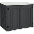 thumbnail image 2 of DWVO Outdoor Horizontal Storage Sheds, Weather Resistant Resin Tool Shed, Multi-Opening Door for Easy Storage of Bike, Trash Cans, Garden Tools, Lawn Mowers, 27 cu ft, Waterproof, Lockable (Black), 2 of 9