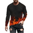 thumbnail image 2 of DDAPJ pyju 3D Graphic T-shirt for Men Flame Print Casual Long Sleeve Crewneck Pullover Tees Plus Size Lightweight Casual Workout Tee Tops Big and Tall Cool Streetwear Orange XL, 2 of 5