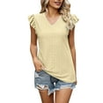 thumbnail image 2 of TODOZO T Shirts for Women Loose Fit Casual Lightweight Soft Basic Tees Womens Summer Tops Women Casual Printing Short Sleeves V Neck Loose T Shirt Blouse Tops Yellow S, 2 of 7
