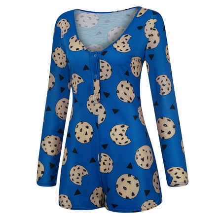 

Women s Long Sleeve Short Jumpsuit Button Down V Neck One Piece Bodysuit Club Tank Romper Overall Pajamas Nightwear Sleepwear Blue S