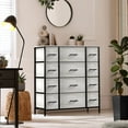 thumbnail image 7 of Sorbus Dresser with 12 Faux Wood Drawers - Storage Unit Organizer Chest for Clothes - Bedroom, Hallway, Living Room, Closet, & Dorm Furniture - Steel Frame, Wood Top, & Easy Pull Fabric Bins, 7 of 7