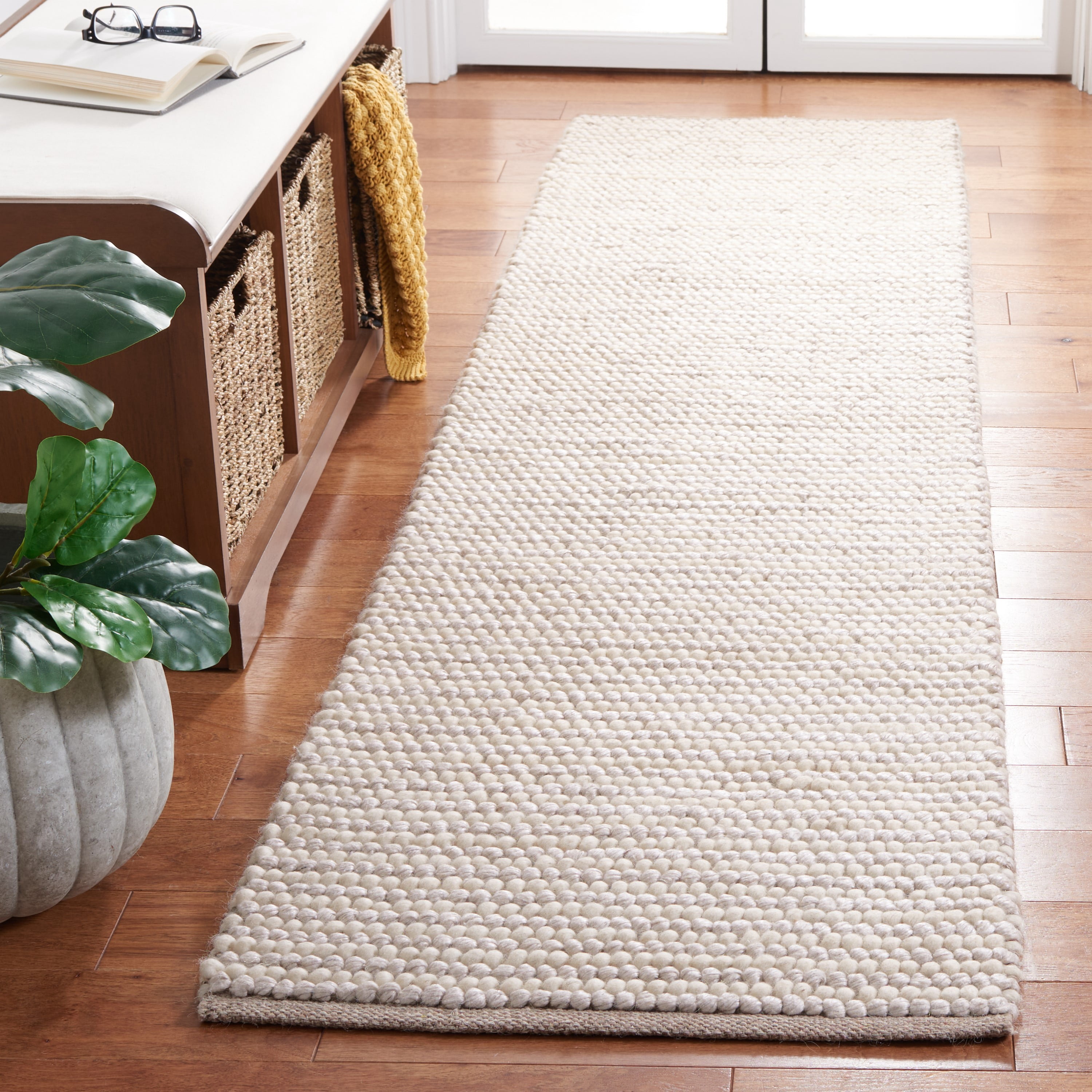 SAFAVIEH Martha Stewart Natura Striped Runner Rug, Ivory/Beige, 2'3" x 9'