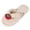 Slippers # Beige, variant on Womens House Slippers Open Toe Thong Fluffy Flip Flop Slides Sweet Strawberry Applique Ribbed Plush Indoor Scuff Footwear