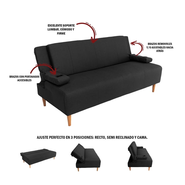 Sofa cama 684.5 Bora, Atlas del Descanso color Gris oxford