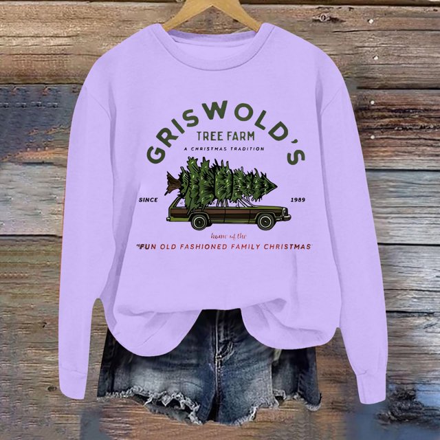 Tree Farm Sweatshirt Fun Old Fashion Family Christmas Sweatshirt For Fall & Winter