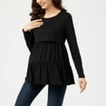thumbnail image 4 of Dxzfnsa Fall Maternity Clothes Breastfeeding shirts for Women Womens Fashion Casual Solid Color Flounce Tops 2025 Trendy Crew Neck Long Sleeve Pregnant Dressy Blouses, 4 of 6
