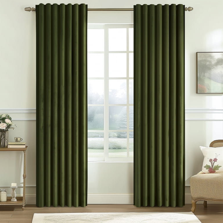 RYB HOME Velvet Room Darkening Curtains 96 Inches - Thermal Insulated Draperies For Sliding Doors, 2 Panels Ruby Red