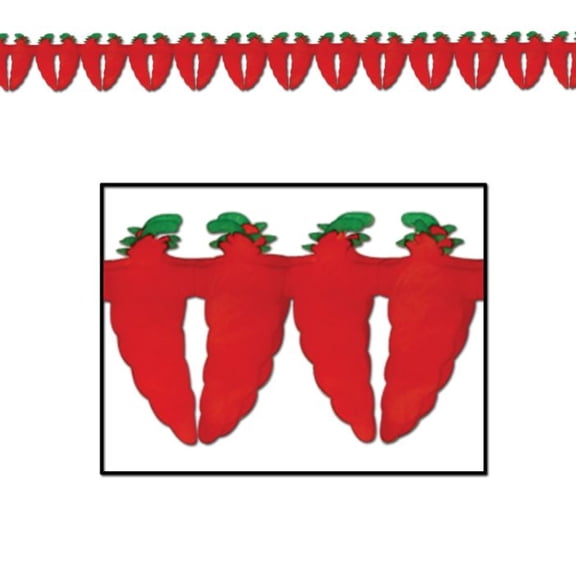 Party Central Pack of 12 Red Hot Chili Pepper Garland Decorations 12'