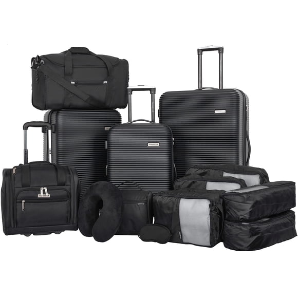 Travelers Club Riddock Luggage and Travel Accessories, Black, 14-Piece Set