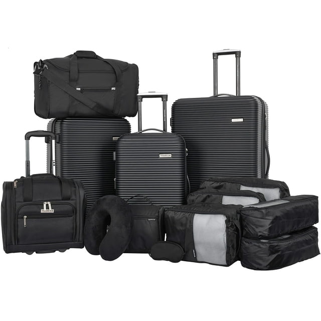 Travelers Club Riddock Luggage and Travel Accessories, Black, 14-Piece Set