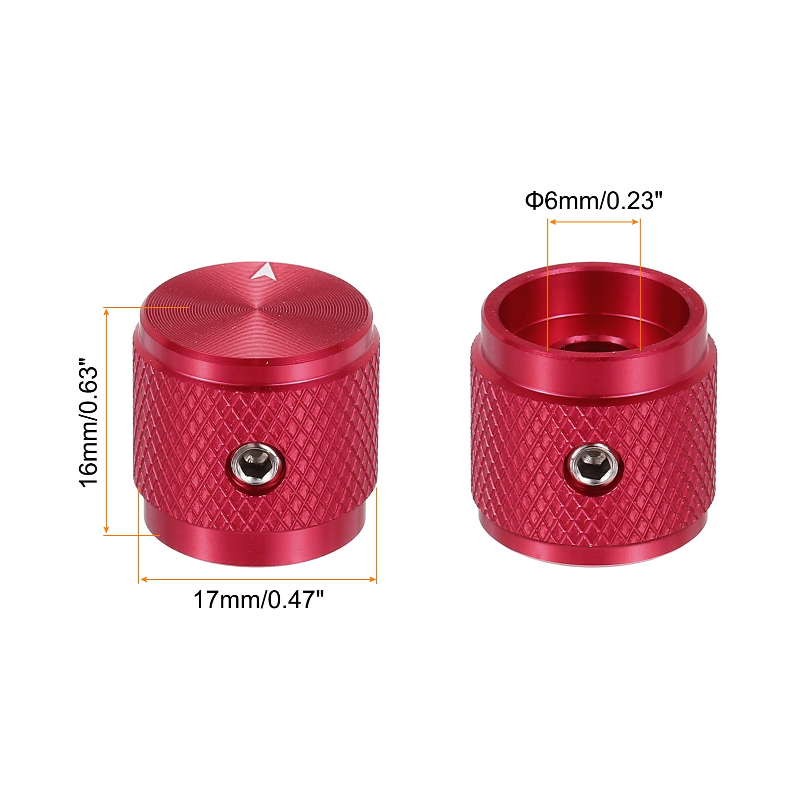 Uxcell 6 Pcs Aluminium Potentiometer Knobs, 1/4" (6mm) Universal Volume Tone Control Knobs with Arrow Indicator for Guitar, 5/8" Red
