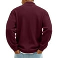thumbnail image 5 of Huankd Quarter Zip Pullover for Men Long Sleeve Knit Sweater Casual Slim Fit Textured High Neck Fall Winter 2026 Cozy Sweatshirt Wine 5XL, 5 of 6