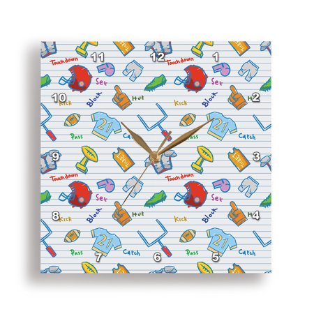 3dRose, Beautiful American football pattern for a sportsman, champion player, 15x15 Wall Clock
