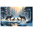 thumbnail image 2 of Forest Scene with Wolves Backdrop Banner Decorative Background for Party Supplies Photography Props Wildlife Themed Events Nature Celebrations, 2 of 4