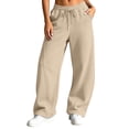 thumbnail image 3 of VBVC Women's Fall Seam Front Baggy Sweatpants , Drawstring Wide Leg Jogger Pants For Women , Ladies' Y2K Stretchy Trousers with Pockets , Khaki , S-2XL, 3 of 10