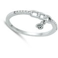 thumbnail image 4 of Clear CZ Chain Dangling Rose Buckle Ring .925 Sterling Silver Band White Jewelry Female Size 4, 4 of 4