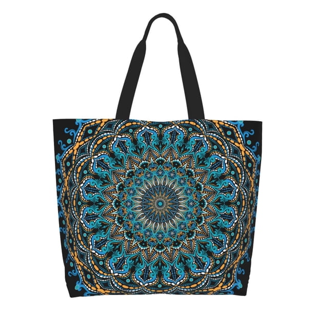 Easygdp Mandala Bolsas Tote para Mujer, Bolsos de Hombro para Viaje, Bolsos de Mano de Gran Capacidad para Compras y Trabajo