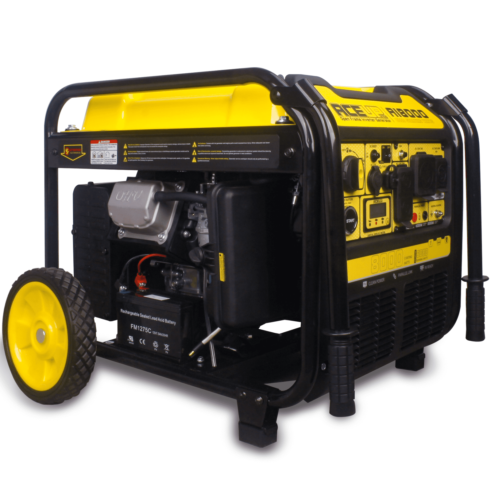 Aceup Energy 8000W Gasoline Pull Cord Start Inverter Generator, RV-Ready for Home Use, Emergency