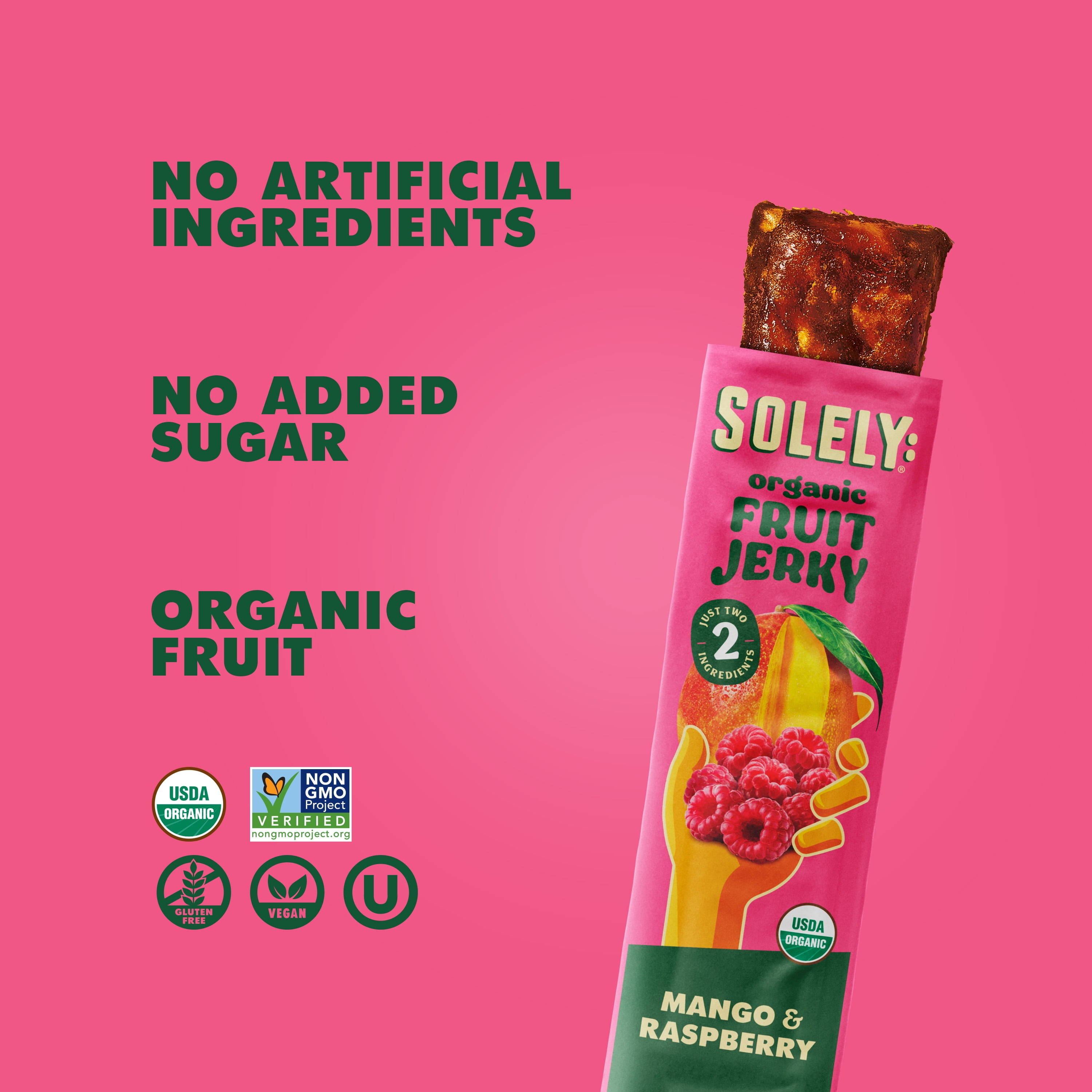 Solely Mango & Raspberry Organic Fruit Snack Jerky, 0.8 oz